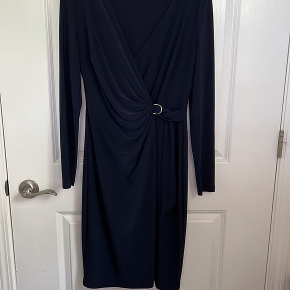 Ralph Lauren navy dress with gold buckle - Picture 2 of 6